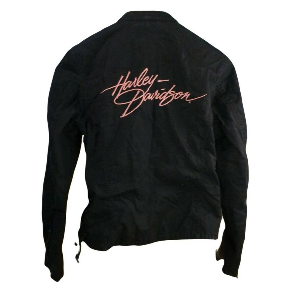Harley Davidson Cotton Jacket Girls Small Black and Pink
